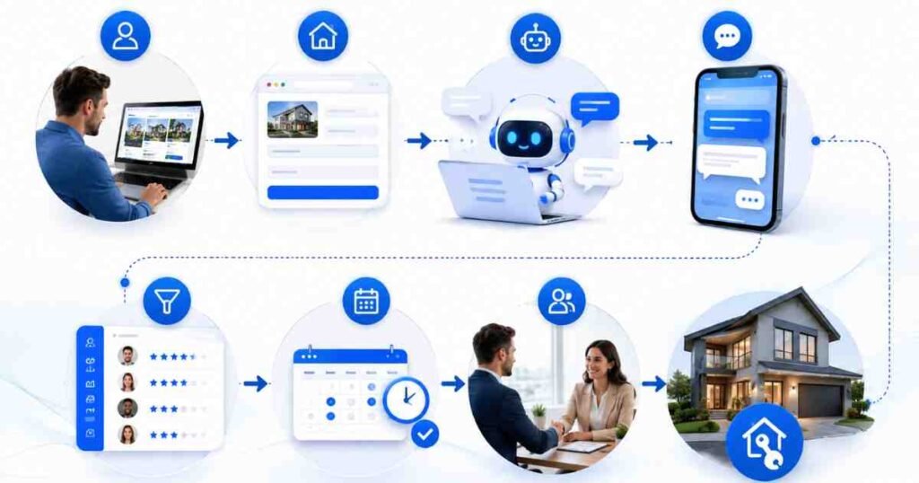 AI lead nurturing workflow for real estate agents using automation software