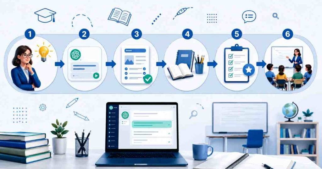 AI lesson planning workflow using ChatGPT prompts for teachers