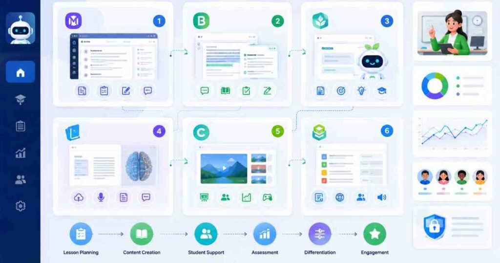 Comparison of the best AI tools for teachers free in 2026