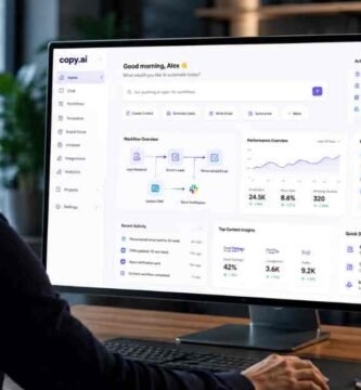 Copy.ai review showing AI-powered sales and marketing automation platform