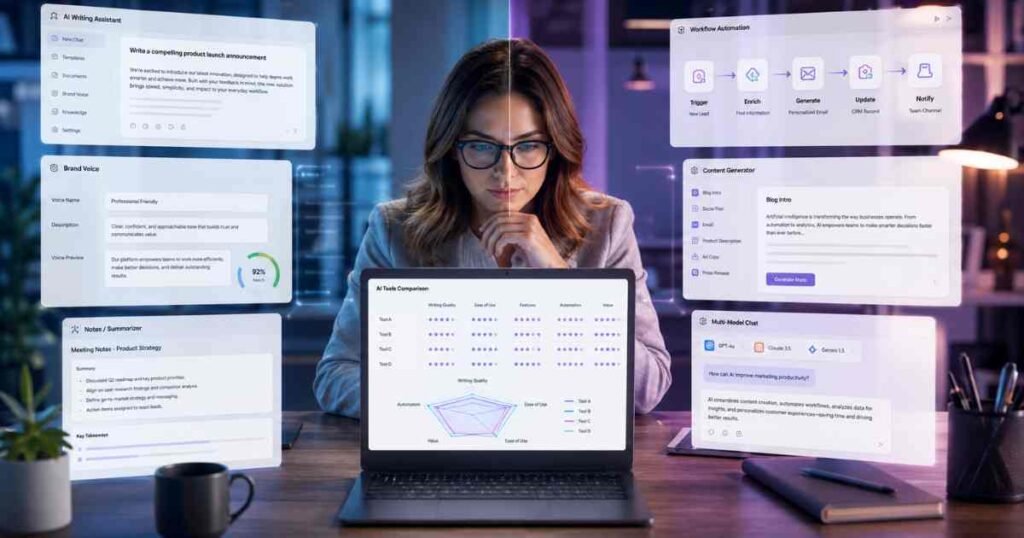 Copy.ai compared with alternative AI writing and automation tools in 2026