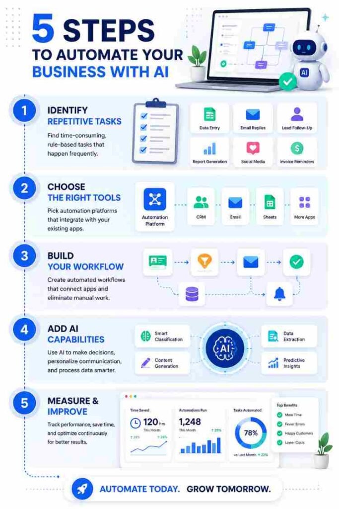 Five-step guide to automating a small business with AI tools and workflows