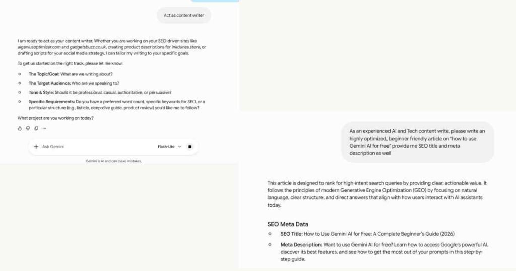 Gemini AI for Content Writing