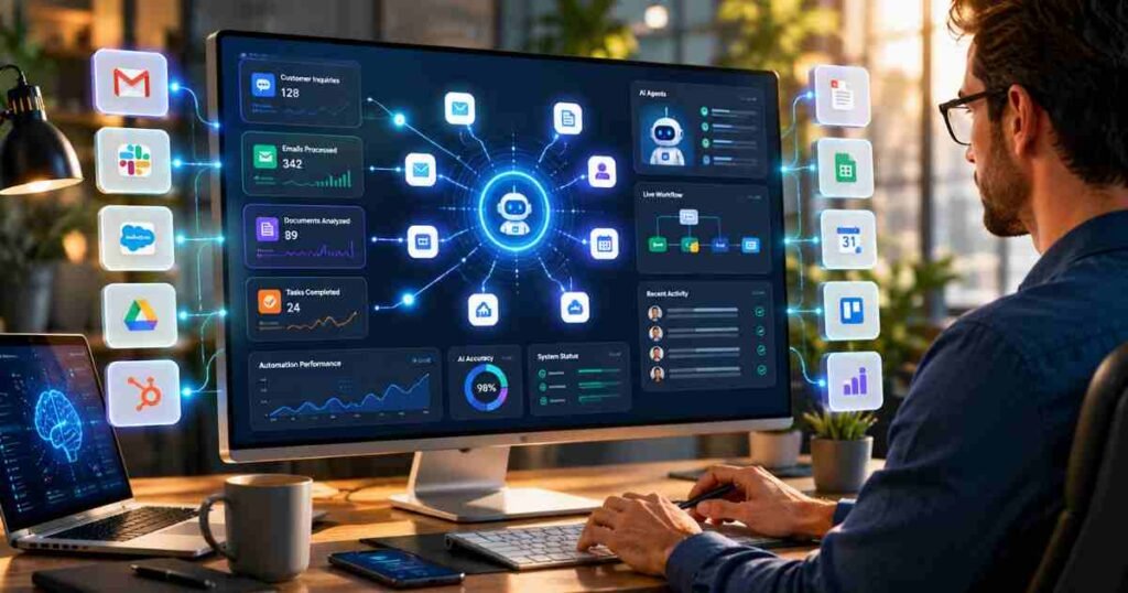 AI agent automating customer support emails CRM updates and business processes