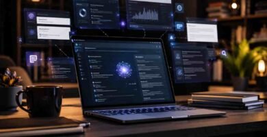 Perplexity AI review feature image with futuristic AI search workspace and cited research interface