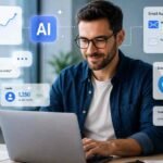 Small business owner using AI tools for business growth and automation